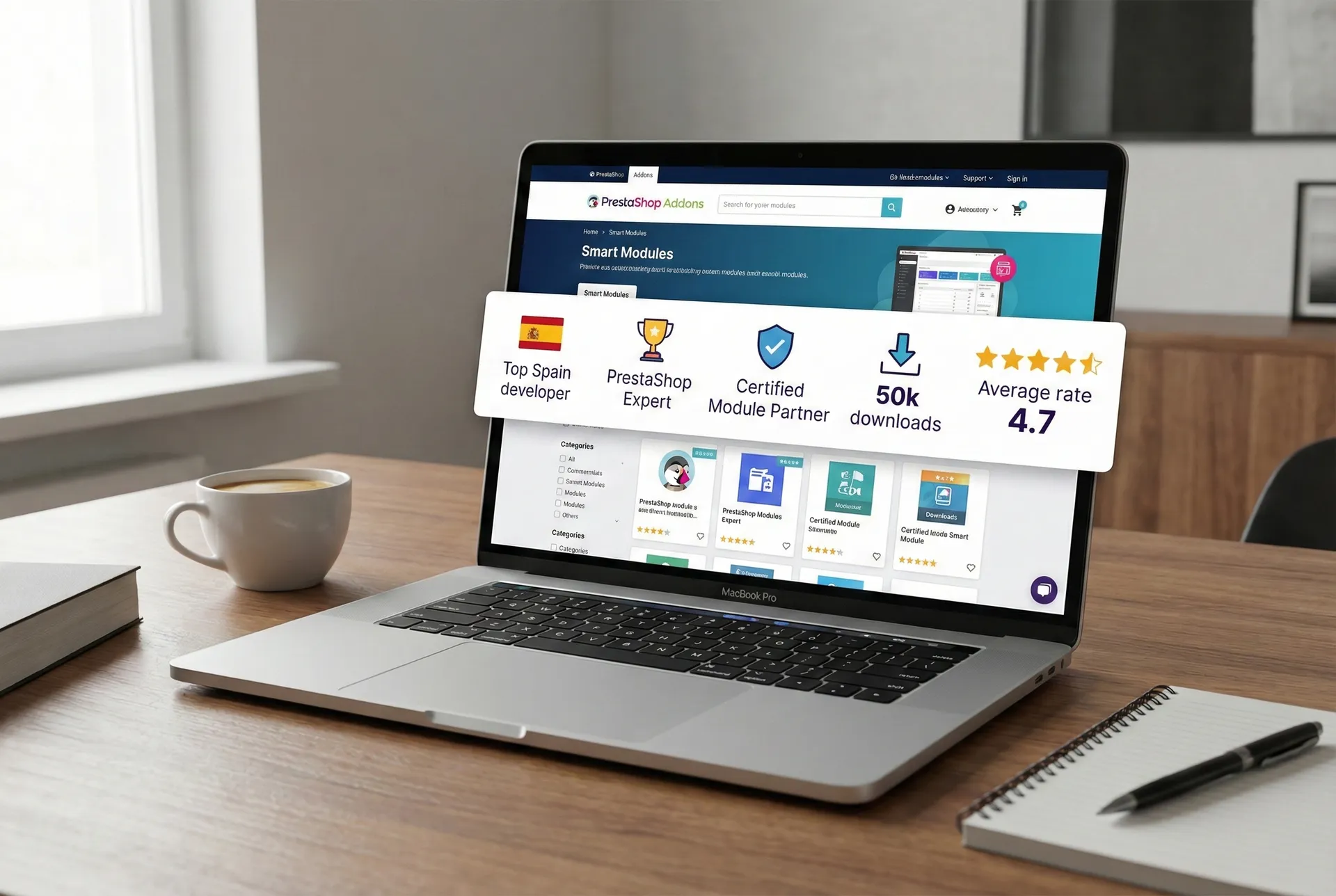 Dashboard de Smart Modules en PrestaShop Addons - Top Spain Developer